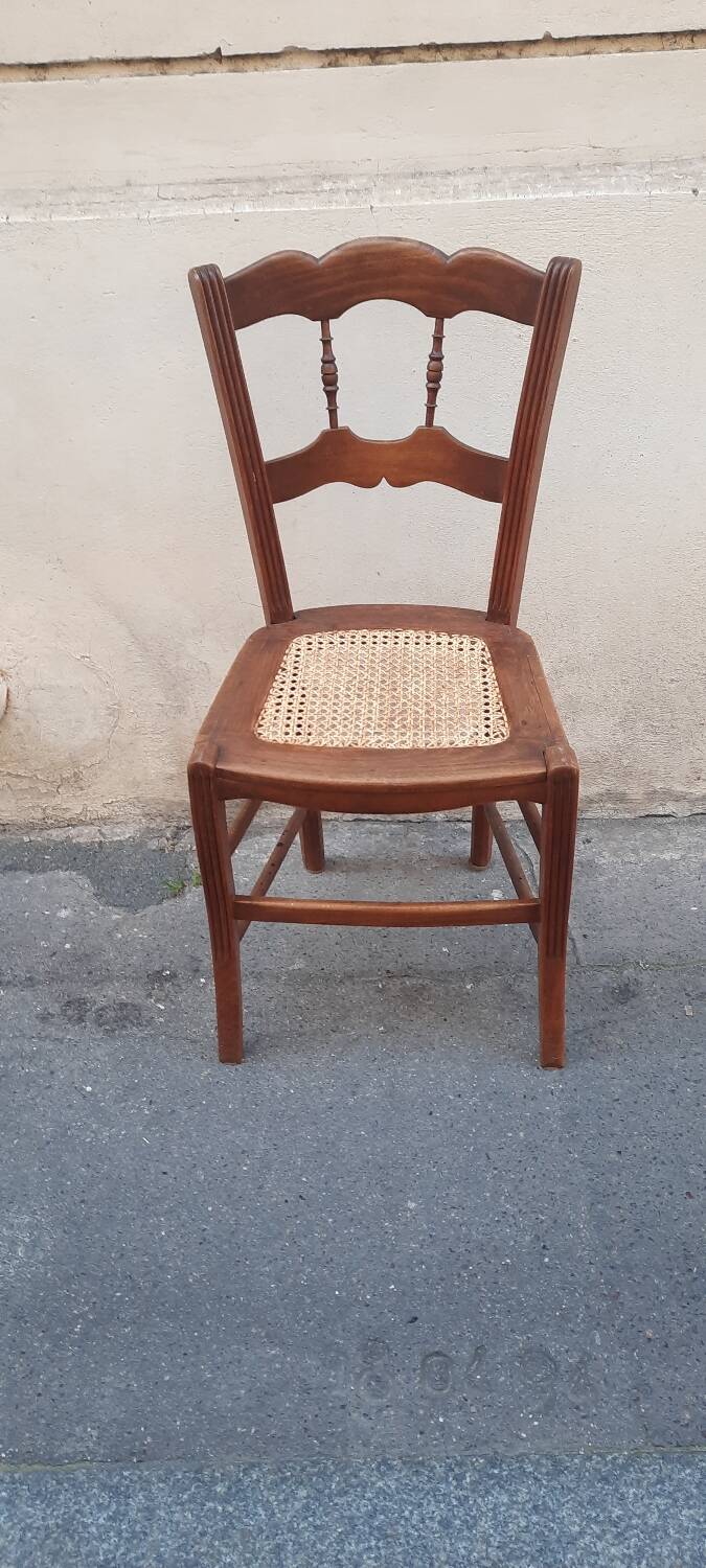 Chaise bois et cannage