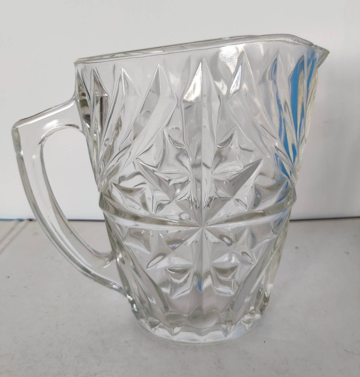 Vintage 1960s thick glass carafe pitcher