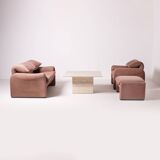 Postmodern travertine stone coffe table, Italy, 1980s