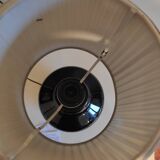 Black ceramic foot lamp and beige fabric lampshade