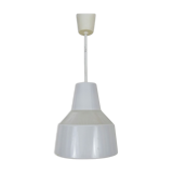 Vintage industrial suspension in glass and metal rod, factory, workshop, garage. Year 50