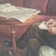 Painting Lenin in the armchair of Smolny, Soviet era
