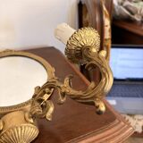 Antique Wall Sconce Mirror Candle Holder Golden Louis XVI