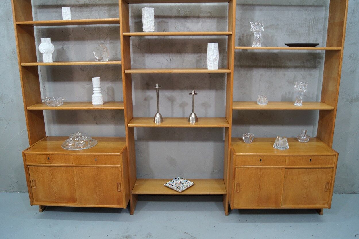 Scandinavian oak modular wall unit, 1960s