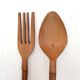 Giant wooden totem-style cutlery, 60s