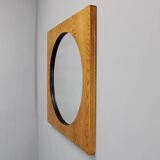 1970s Pair of Oak Large Square Mirrors, Czechoslovakia