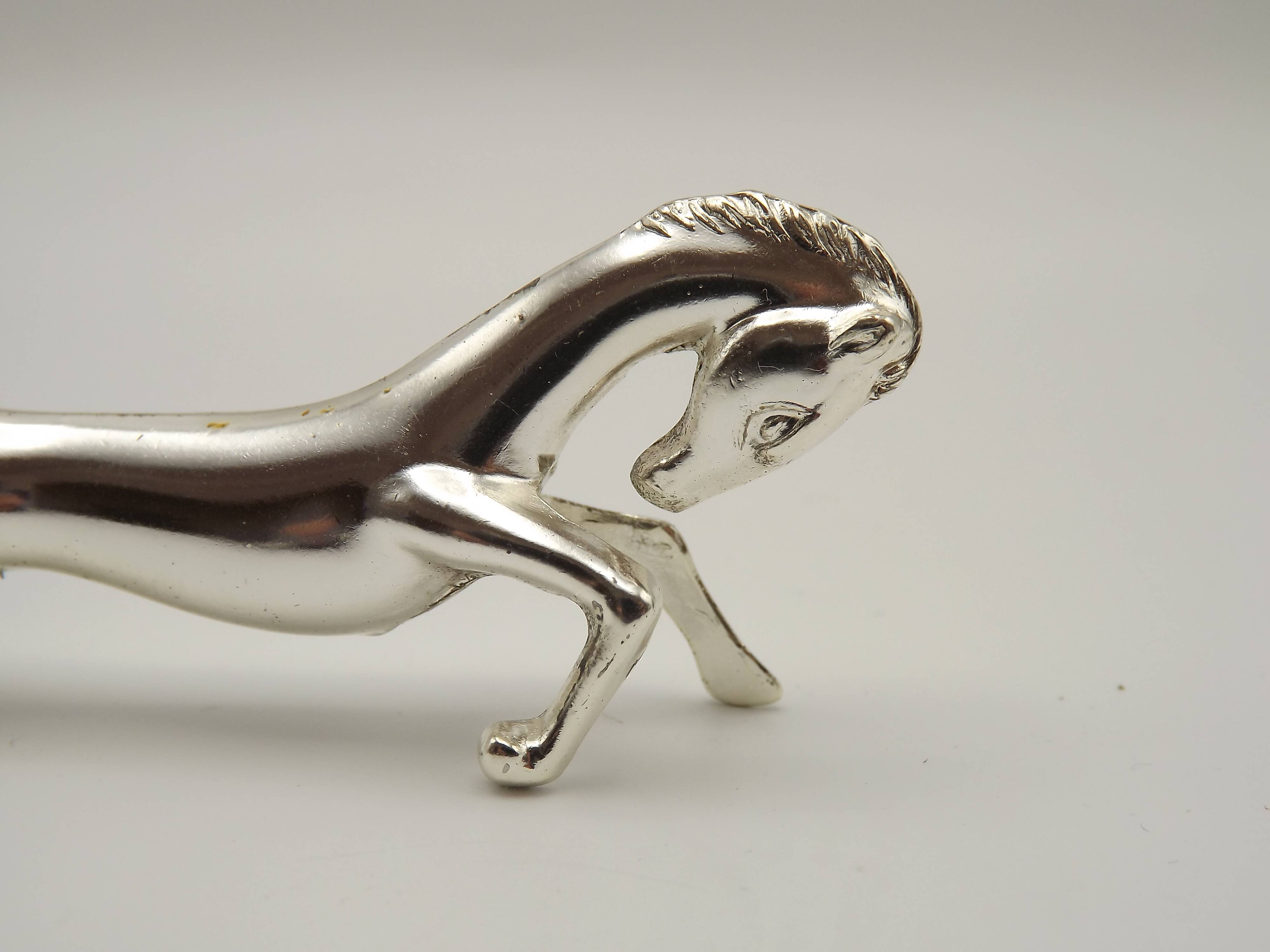 Set of Six French Vintage Silver Metal Stylized Horse Shaped Cutlery Rests 4775