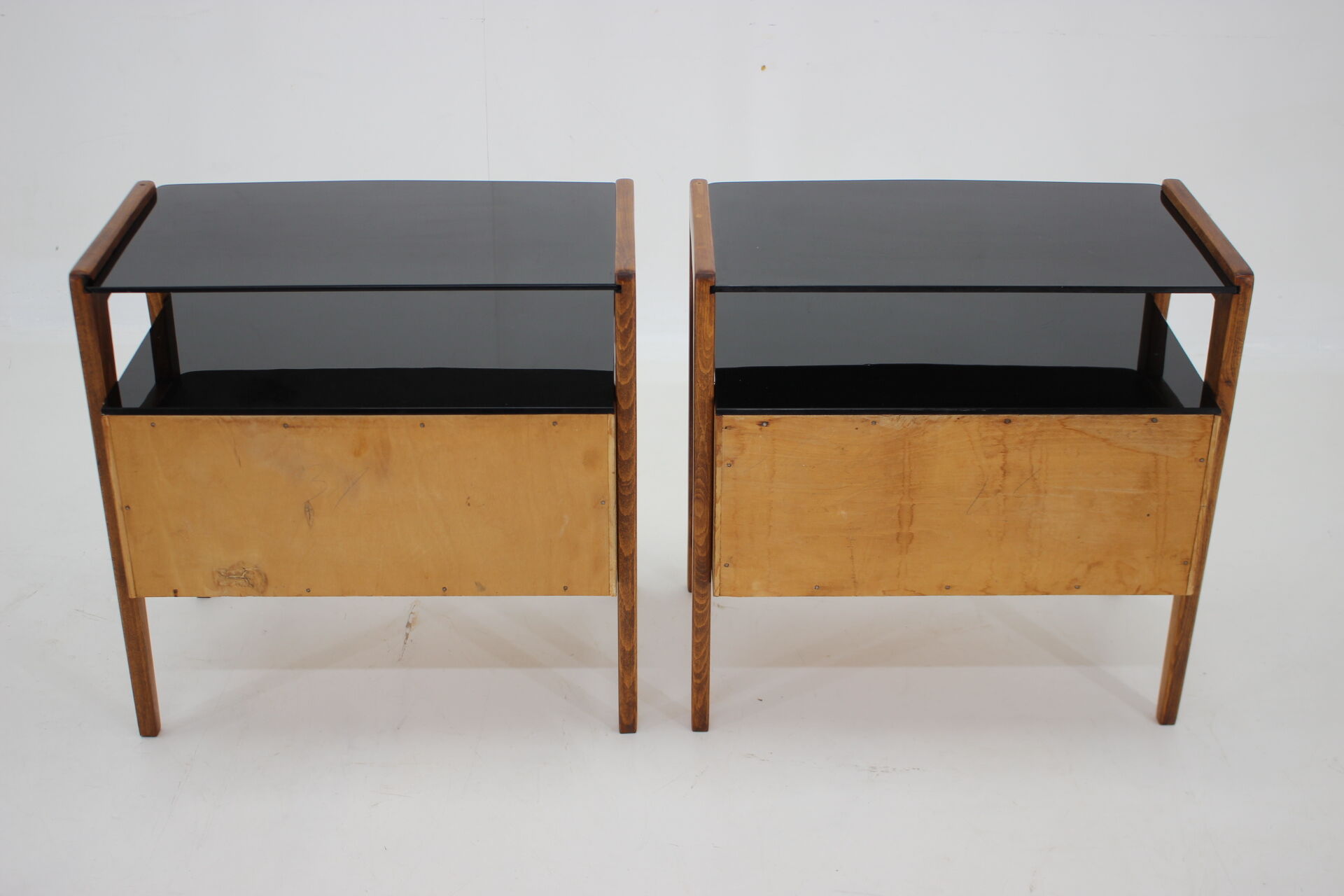 1960s pair of restored bedside tables, czechoslovakia