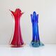 Murano glass vases red and blue