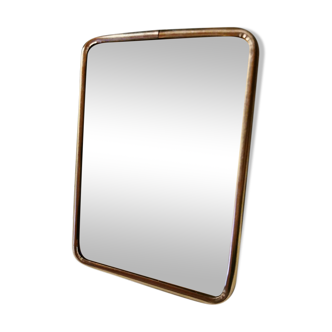 Miroir de barbier biseauté rectangulaire sur pied dos en cuir vintage