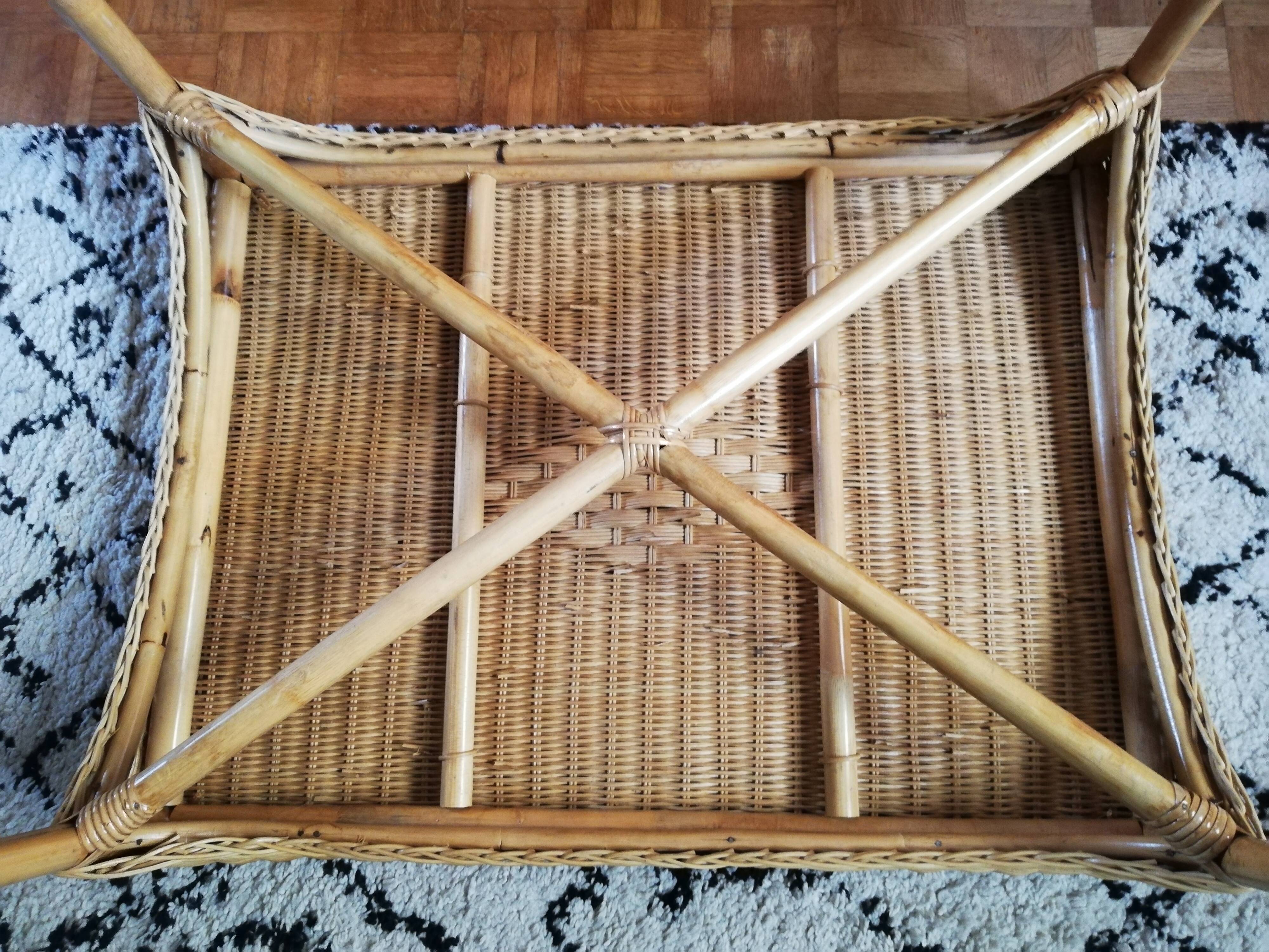 Rattan and wicker coffee table