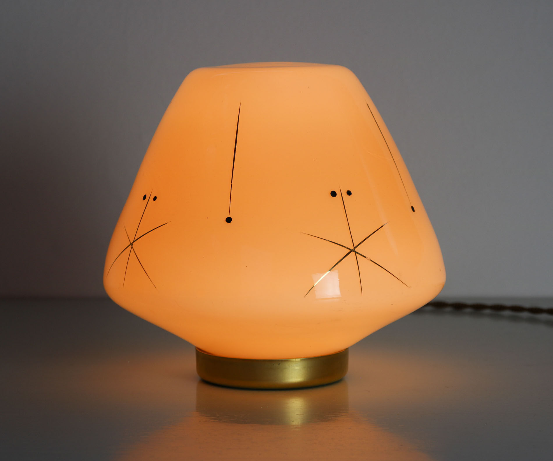 Midcentury glass & brass table lamp