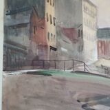 Maurice Bizet - Watercolor - 1927 signed - view of the port of Madrague (Marseille)