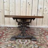 Table basse pieds fonte et plateau bois parquet