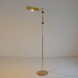 Vintage 1970s gilded brass adjustable and swivel floor lamp / reading lamp