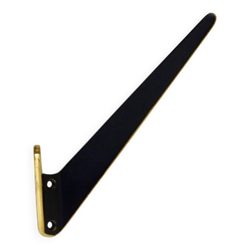 Up to eight asymmetrical black brass wall hooks from the mid-century, Austria, 1950s.