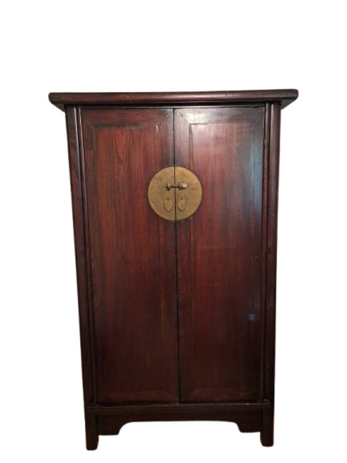 Brown lacquered Chinese wardrobe from Shandong.