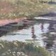 Vintage original large landscape oil painting, signed countryside art