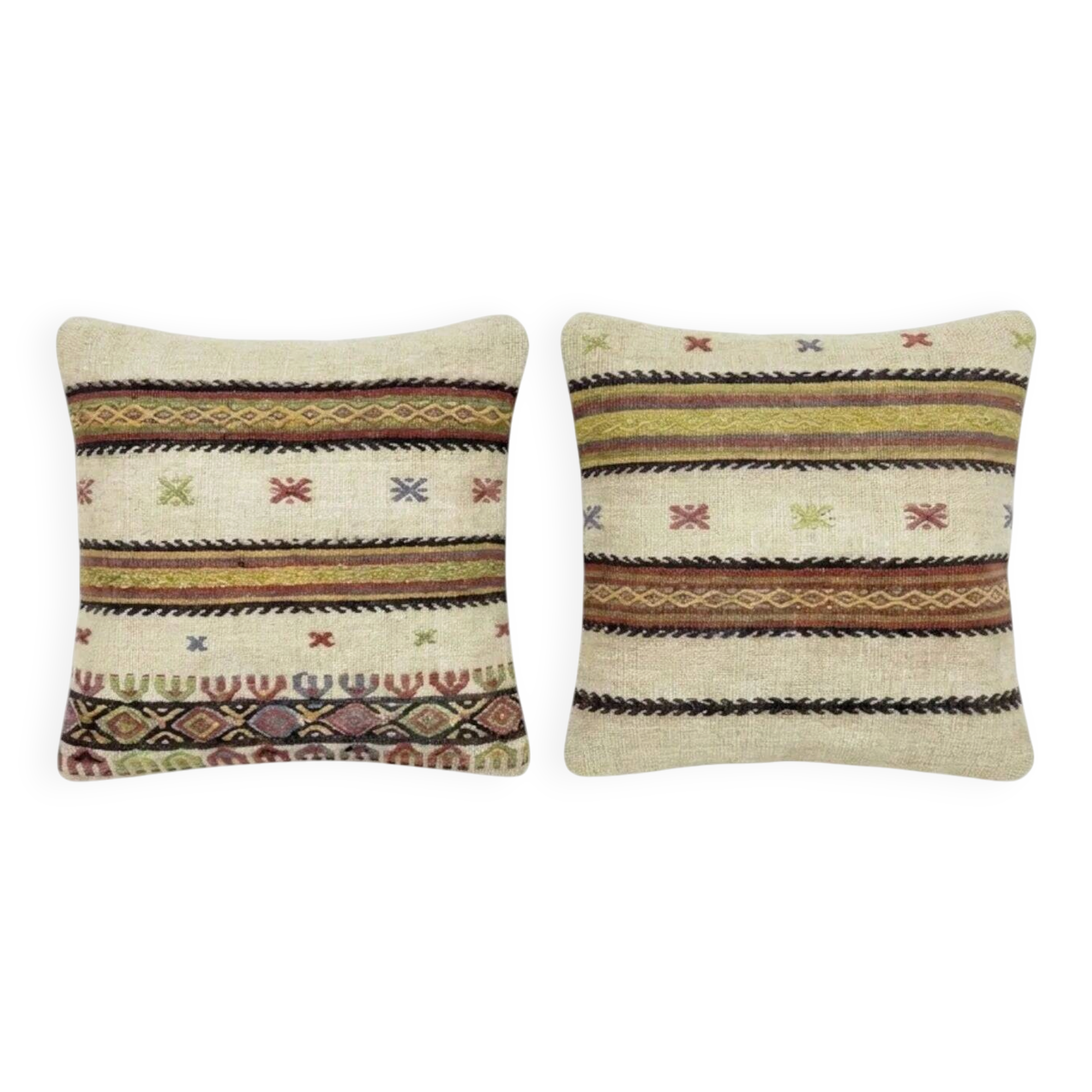 Set of 2 vintage kilim cushion covers 51x51 cm