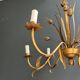 Golden Metal Chandelier with Reed Bouquet Decoration. Coco Chanel Style. Work