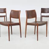 Niels Otto Moller model 80 dining chairs in rosewood Denmark 1960