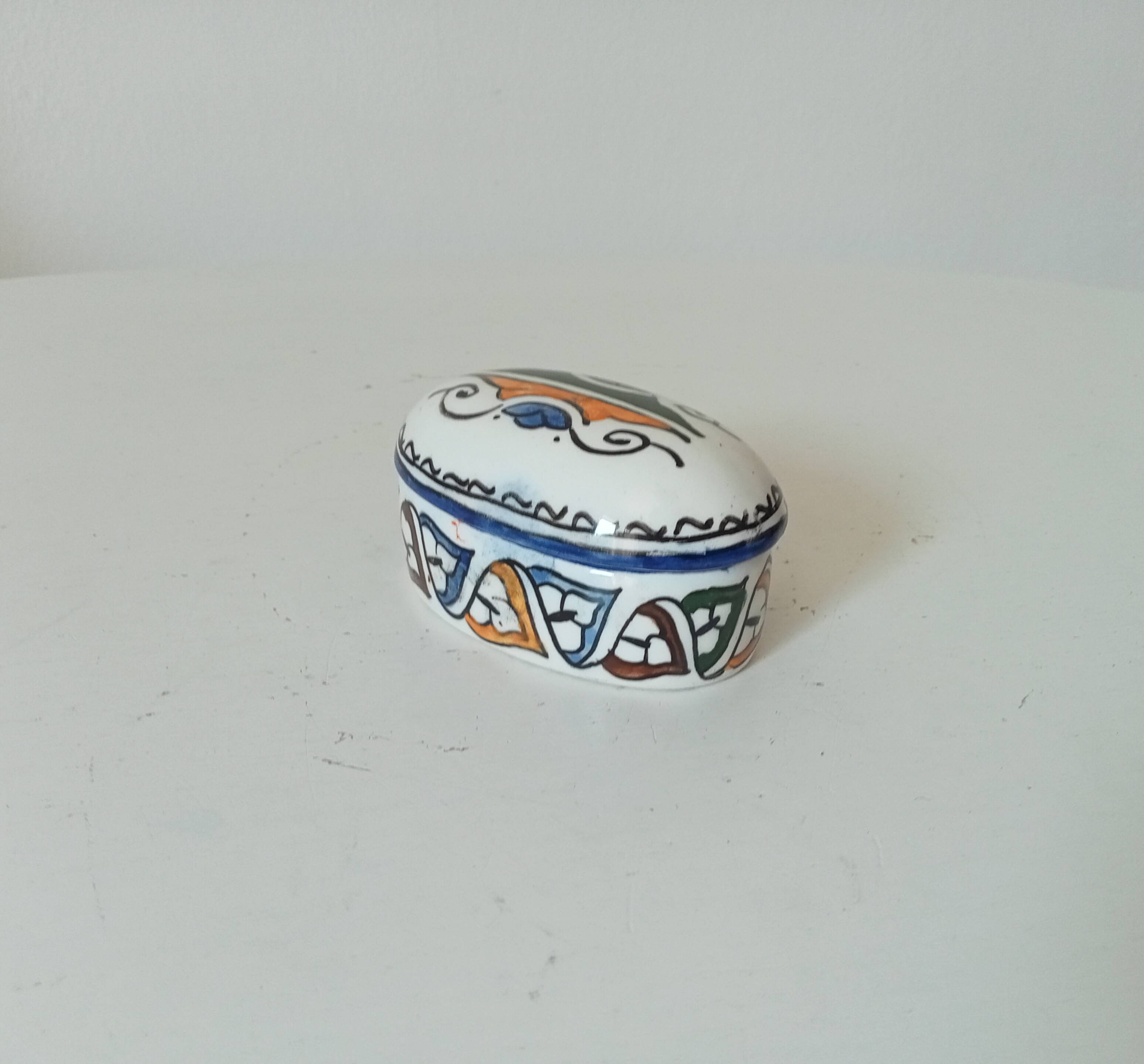 Vintage Moroccan porcelain candy box