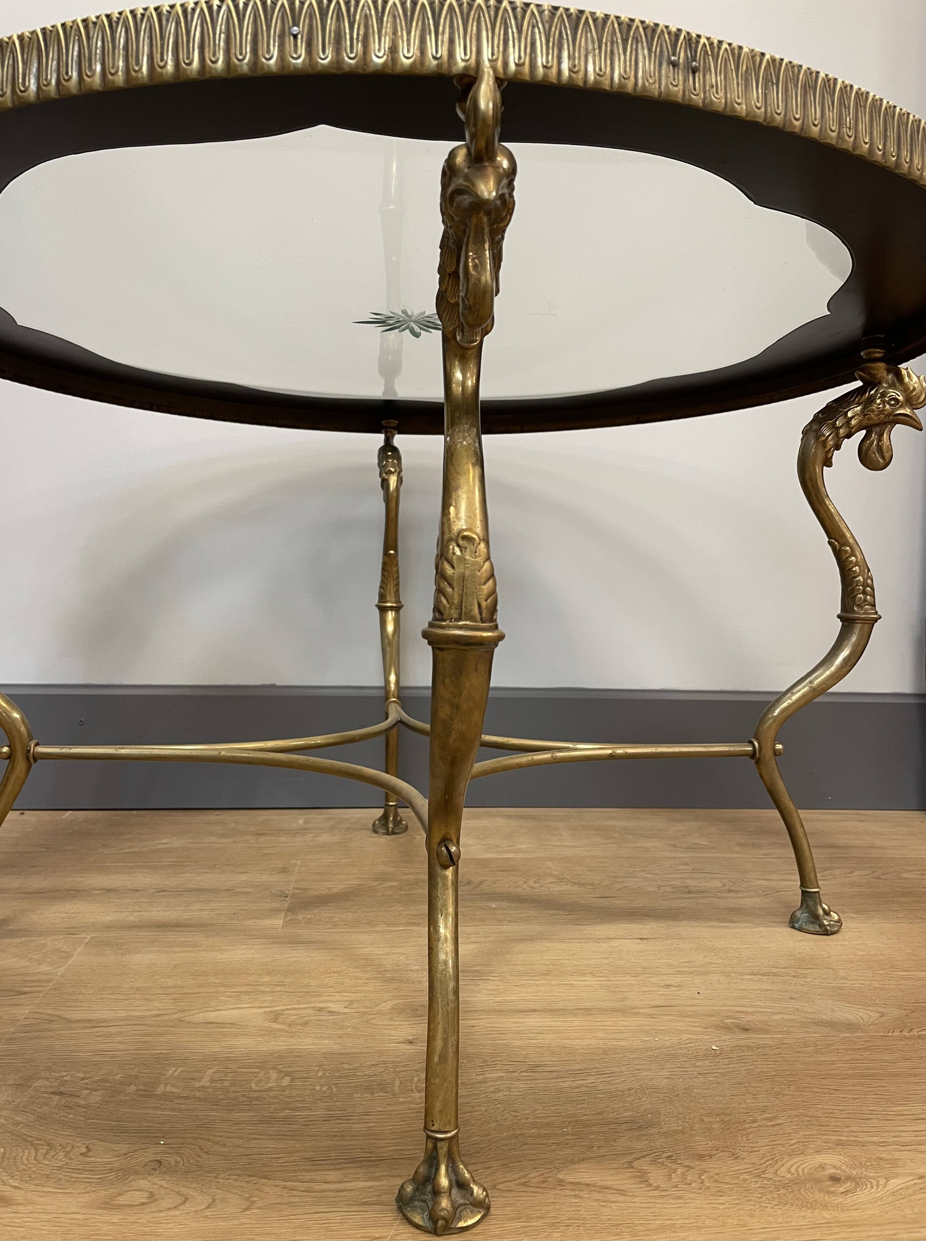 Coffee table, base with rooster decoration