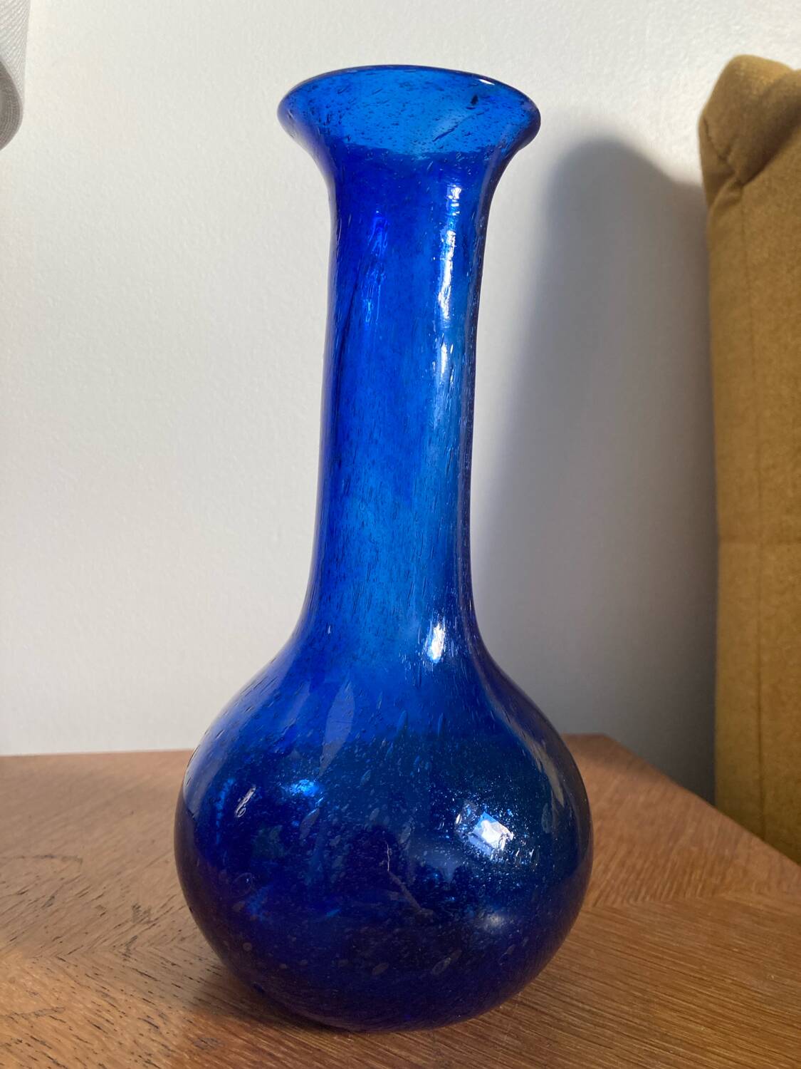 Blue blown glass vase
