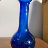 Vase verre soufflé bleu