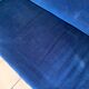 English Velvet Sofa, Blue, Circa 1950s Vintage