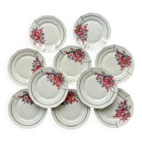 Set of 10 Art Deco porcelain dessert plates