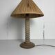 Lampe de table en bois tourné wabi-sabi brutaliste dans le style de Charles Dudouyt.