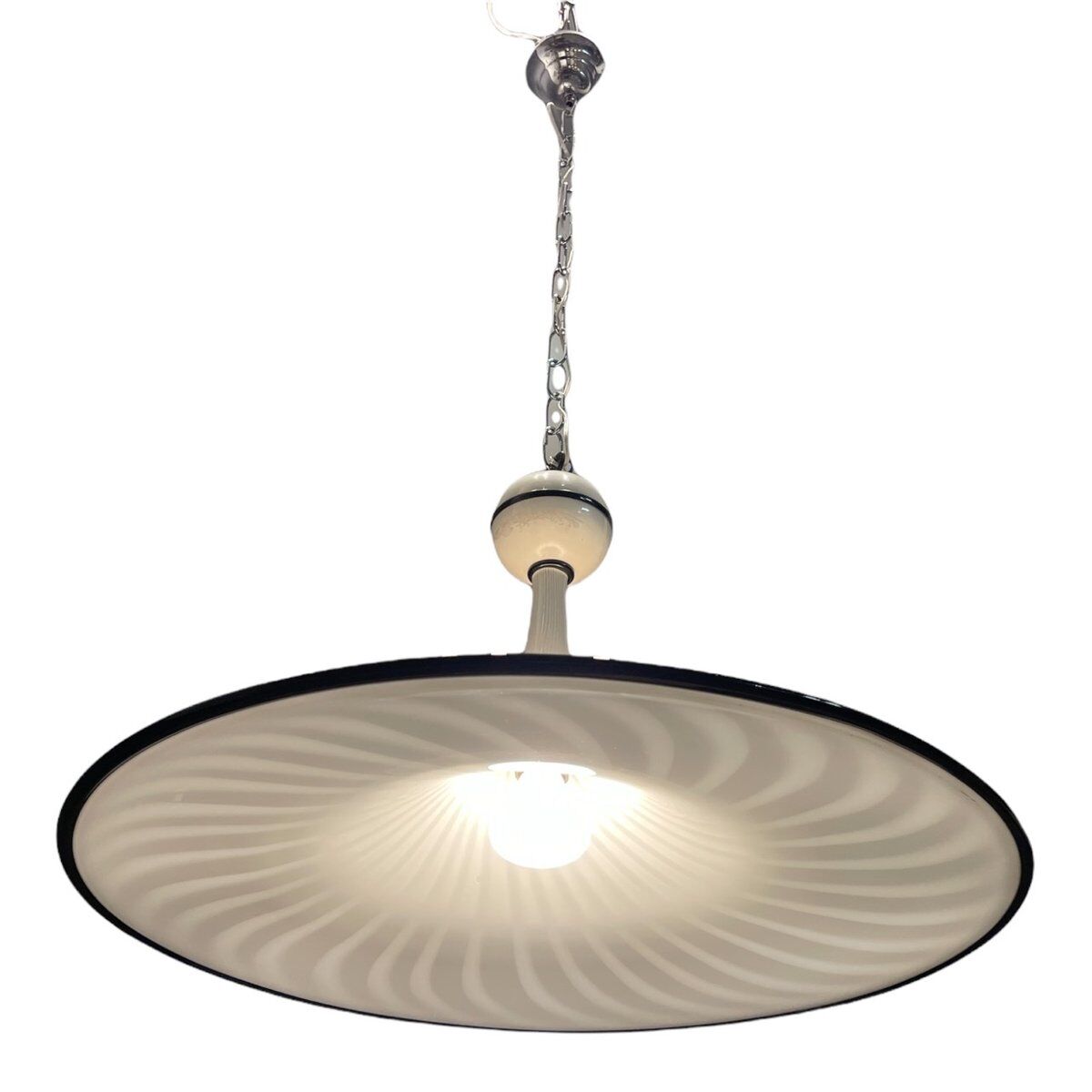 Italian black & white murano glass light pendant
