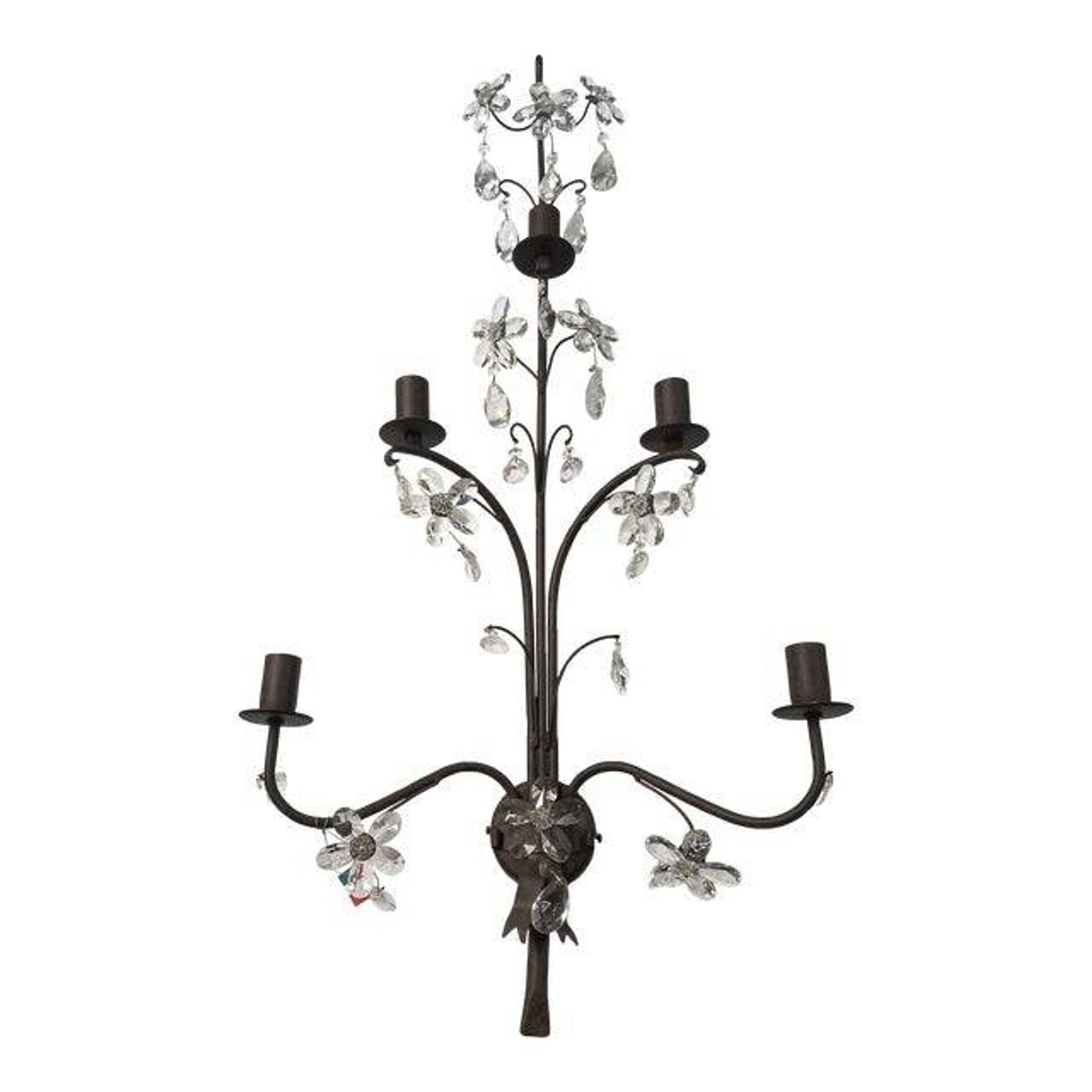 Contemporary rush and crystal flowers wall lamp