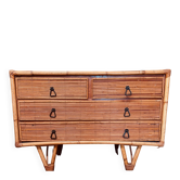 Vintage bamboo and rattan commode from the 1960s