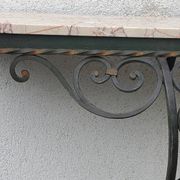Console of wall lamp of the 50s in wrought iron and marble top