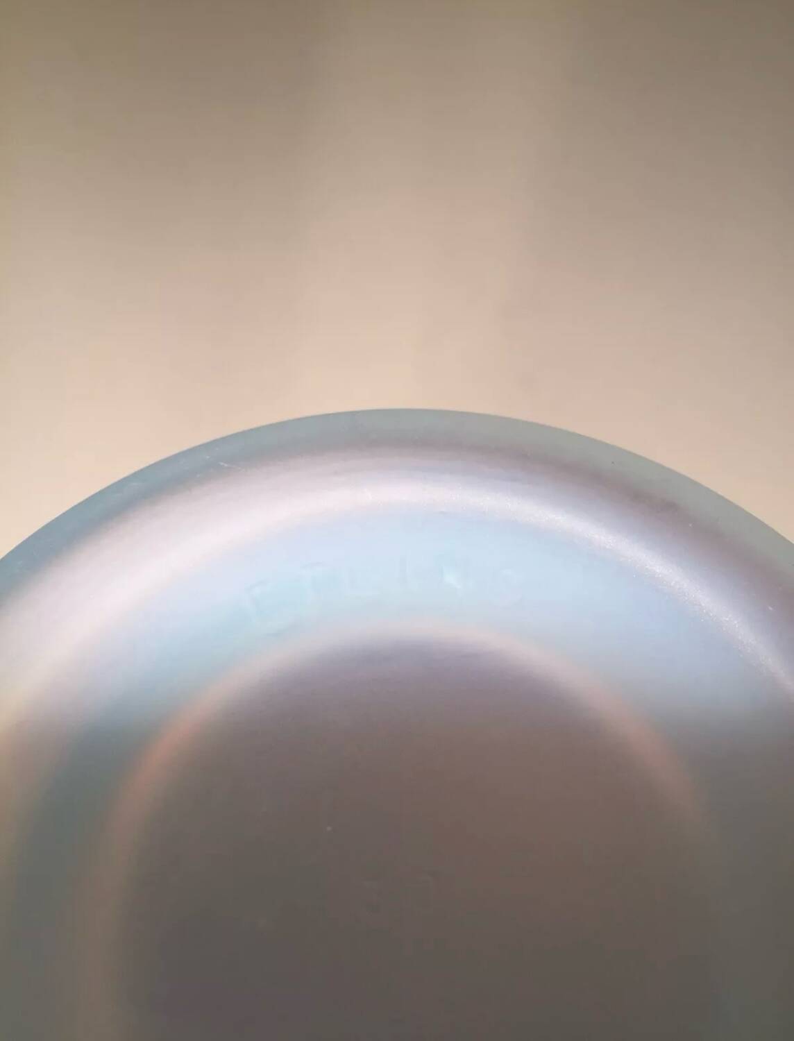 Opalescent glass footed bowl with mistletoe decor Etling France Art Deco 19