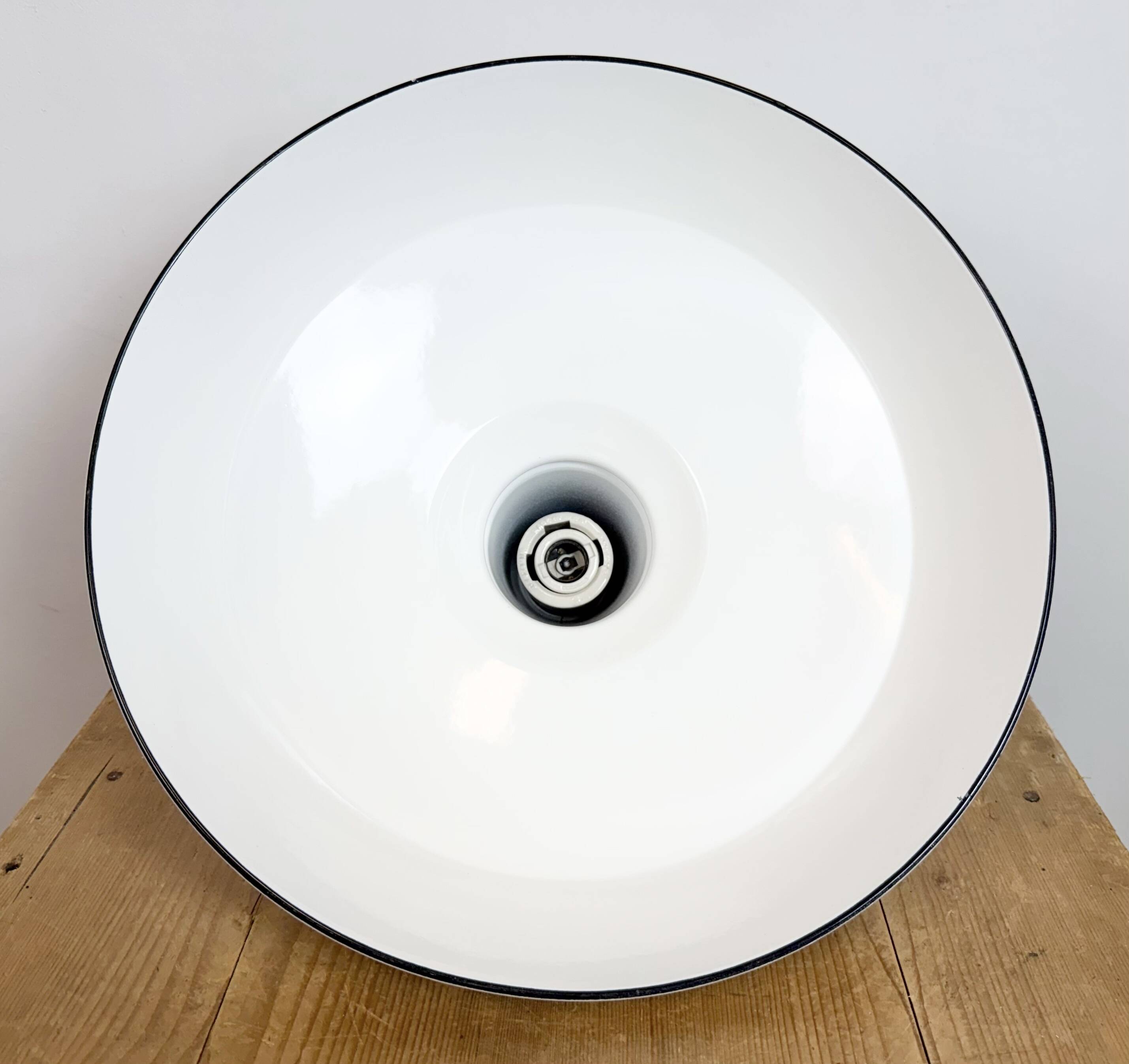 Industrial White Enamel Factory Pendant Lamp from Benjamin USA, 1960s