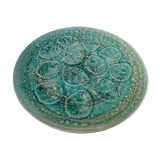 Turquoise ceramic oyster plate signed Niderviller model moss 1950 1960