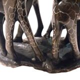 African stone sculpture of 3 Giraffes