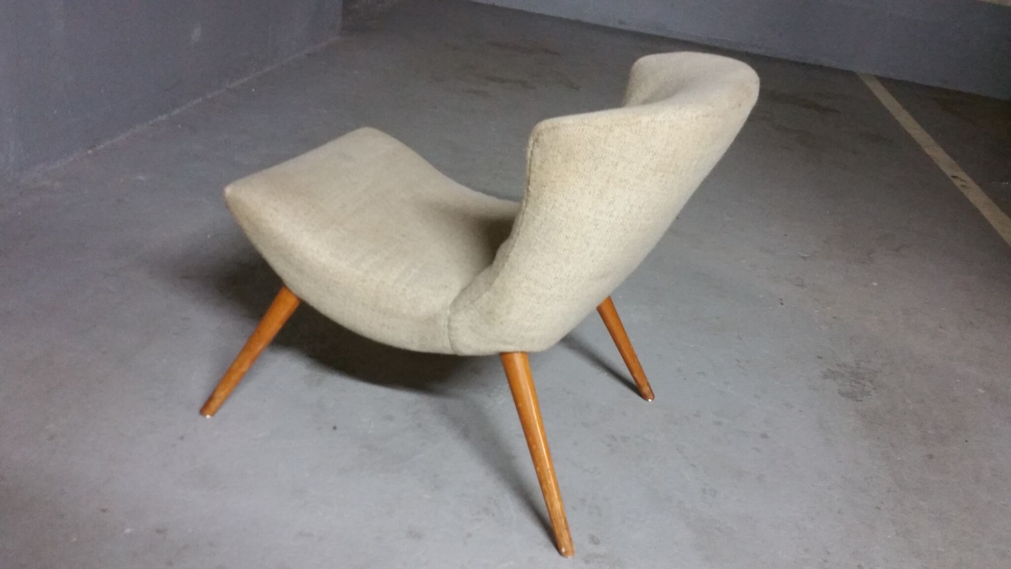 50s 60s beige low chair