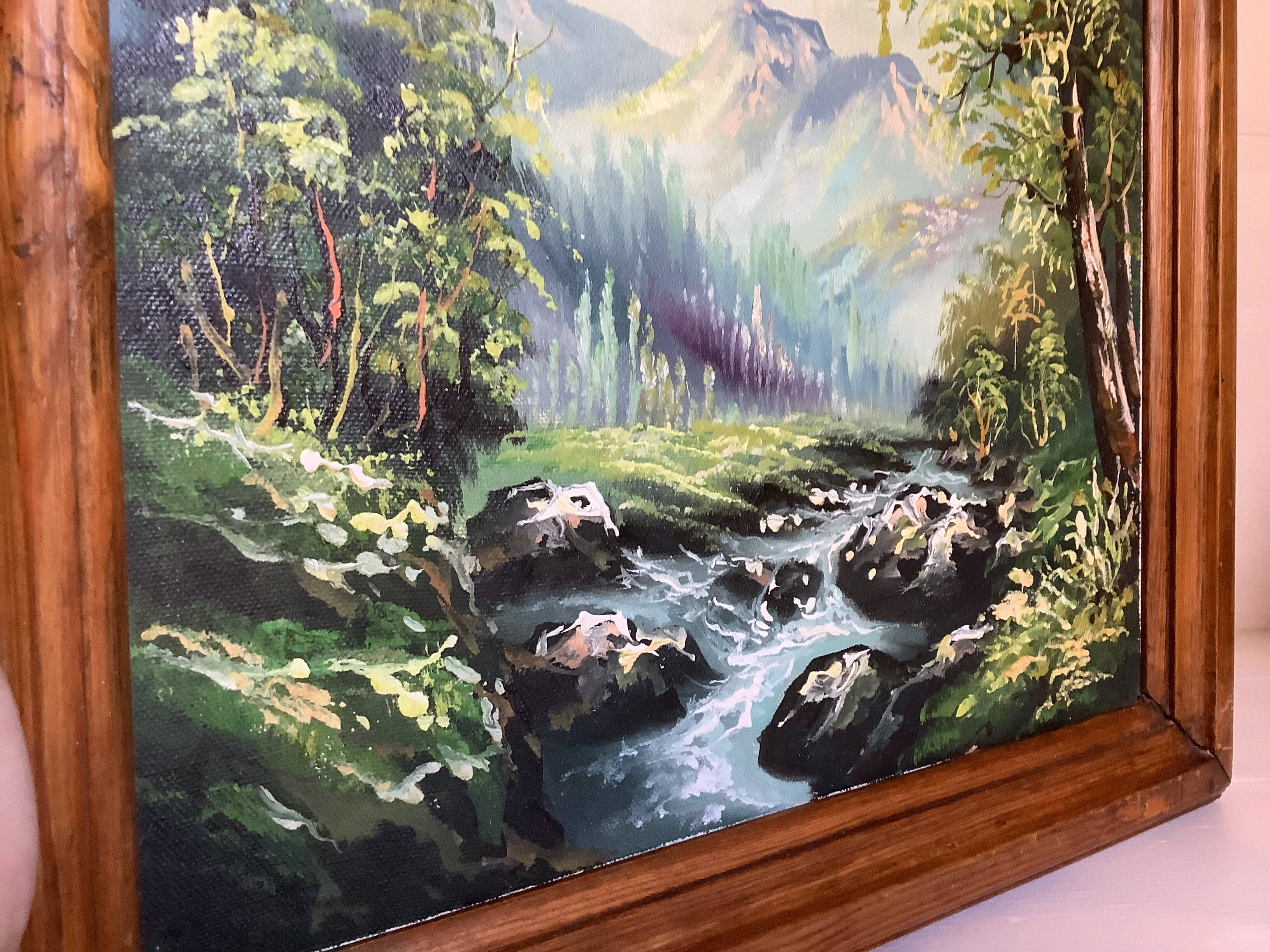 Mountain and torrent landscape painting