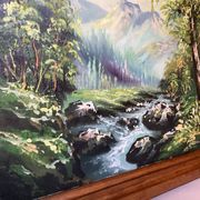 Tableau paysage de montagne et torrent