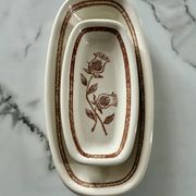 Lot 3 plats céramique vintage chardons