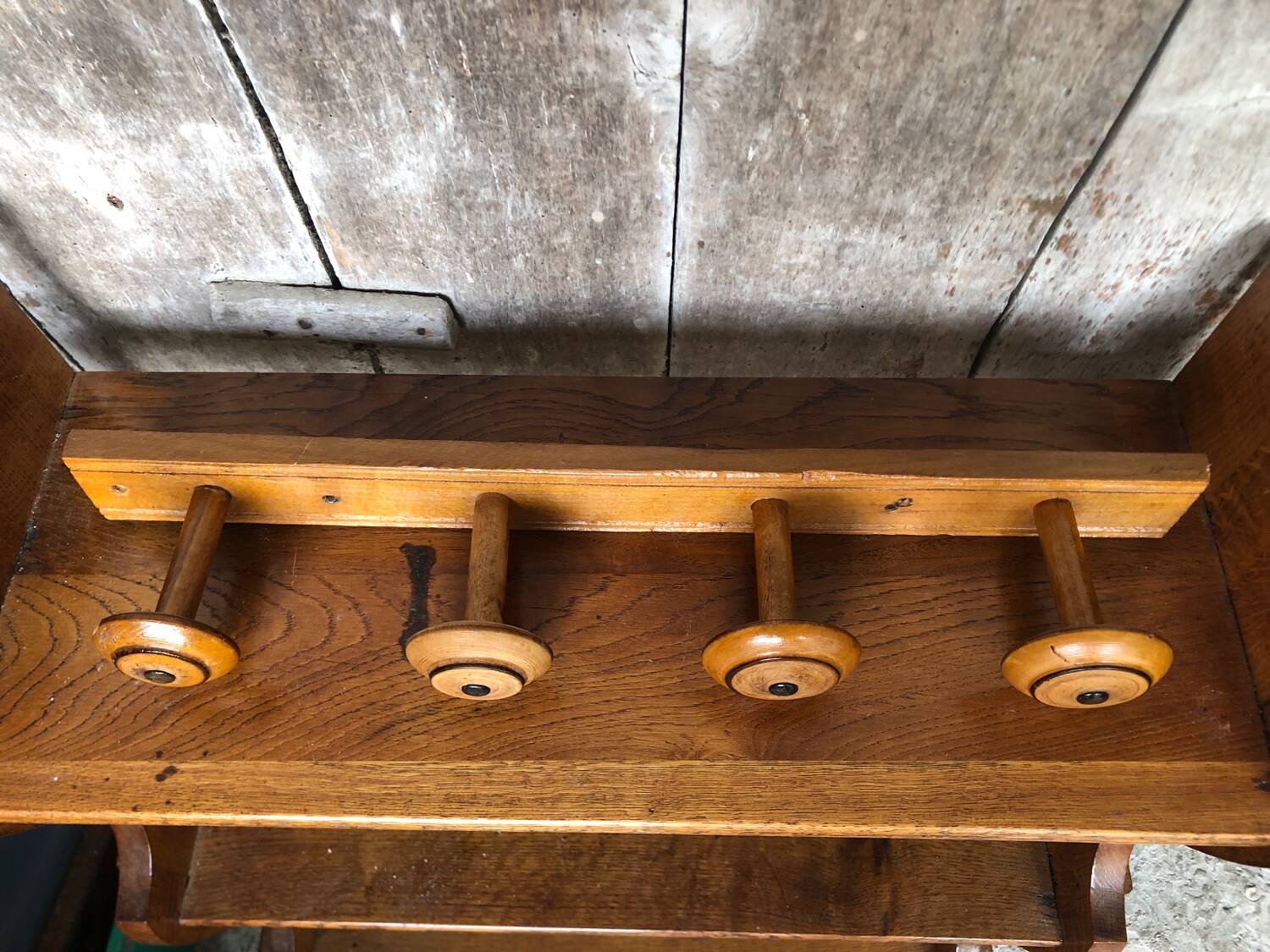 Old turned wooden coat hook