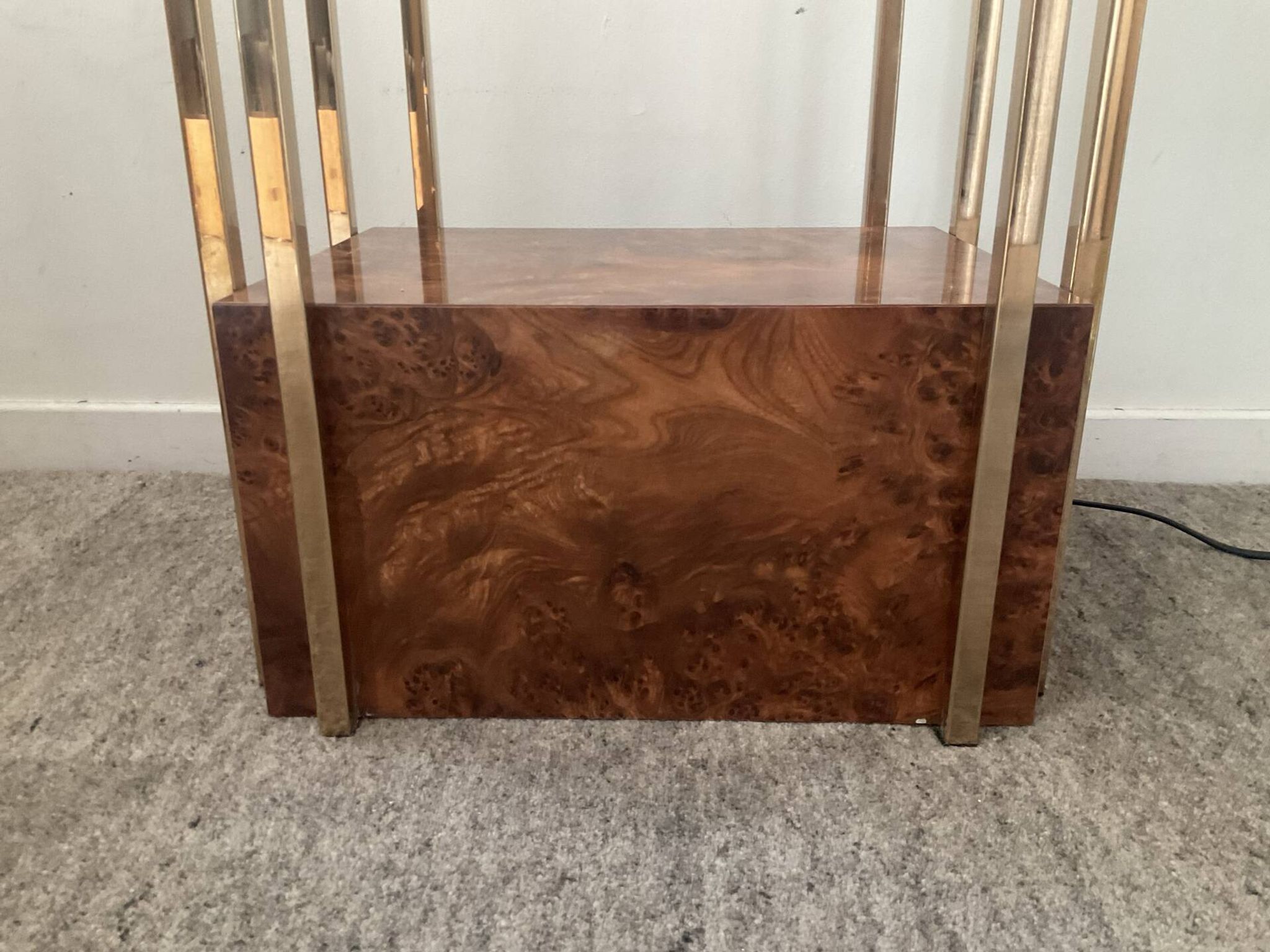 Belgochrom OR 23K side table and elm magnifying glass from the 1970s.