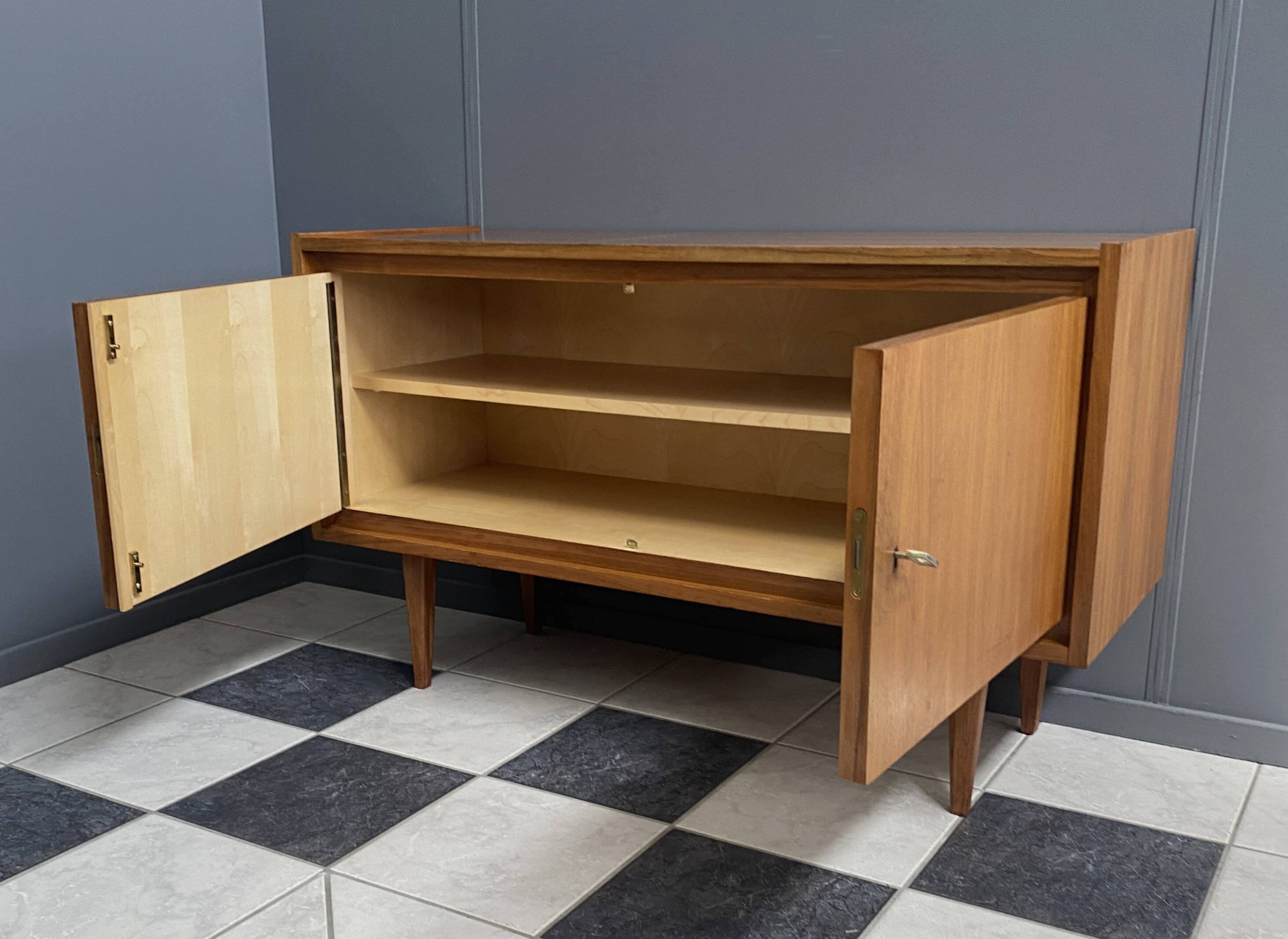 2-door wood sideboard or Record cabinet 1970s