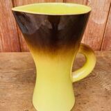 Antique pitcher in glazed yellow ceramic from the 1950s, France
