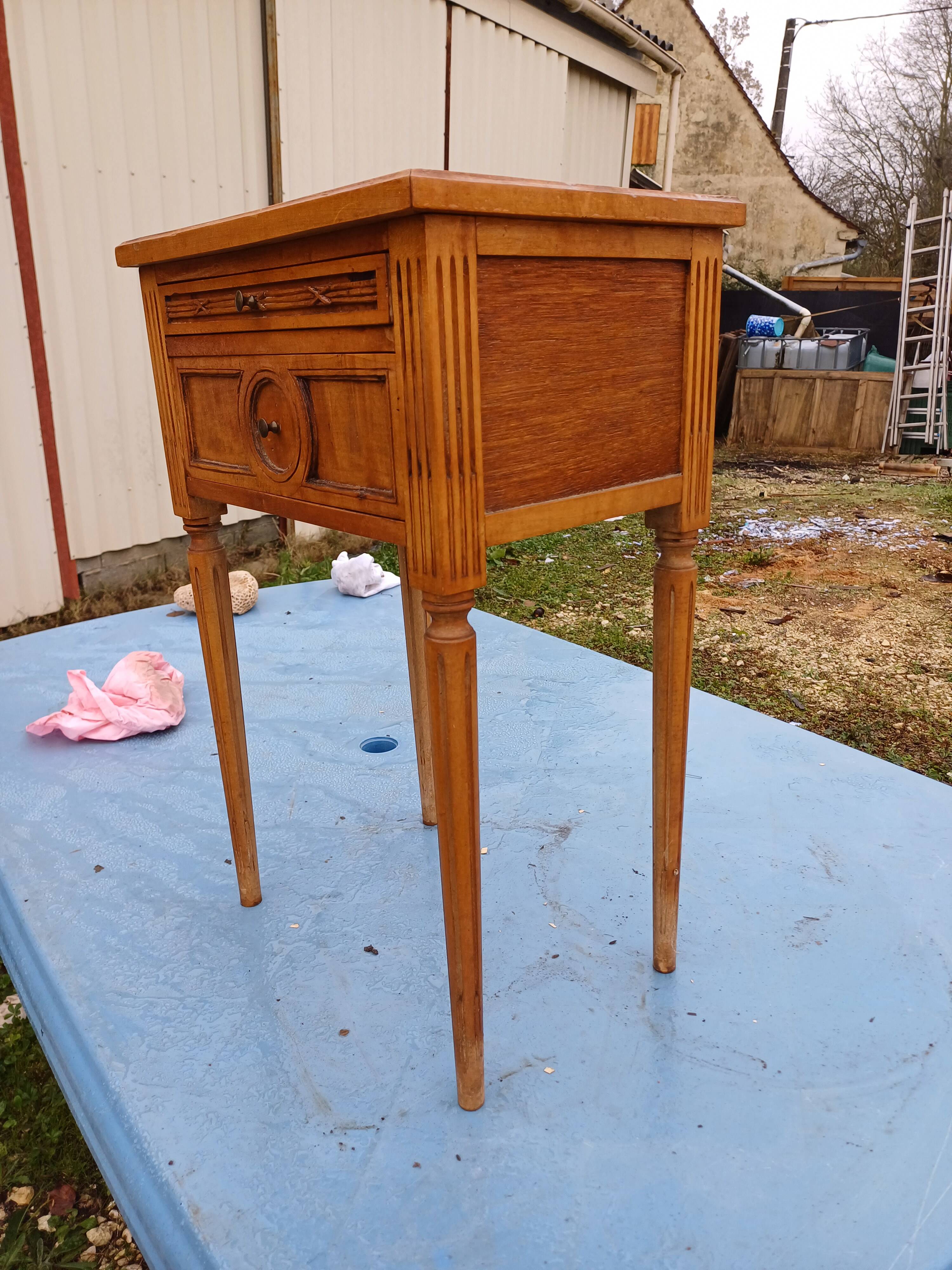Nightstand 2 drawers walnut oak and burl walnut
