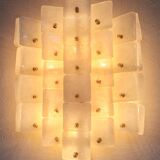 Frosted Ice glass panel wall scone lamp vintage 1960s